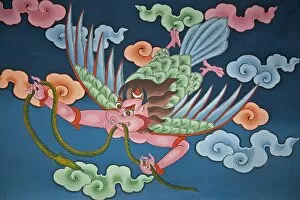 Garuda Gallery: A painting of Garuda by students at the National Institute for Zorig Chusum the school of thirteen arts and crafts