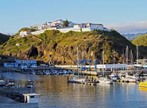 Portugal, Azores, Santa Maria, Vila do Porto, View from harbour towards old town Portugal, Azores, Santa Maria, Vila do Porto, View from harbour towards old town