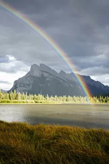 Rainbow at Vermillion Lakes, Banff National Park, Canadian Rockies, Canada
