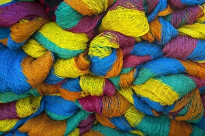 Saquisili Market, Balls of Dyed Yarn For Sale, Wool