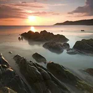 Woolacombe Collection: Sunset on Barricane Beach, Woolacombe, Devon, England. Summer