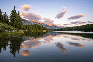 Sunset at Johnson Lake, Banff National Park, Canadian Rockies, Alberta, Canada