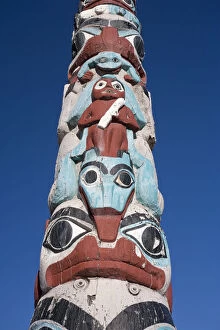 Traditional Totem Pole, Jasper Town, Jasper National Park, Alberta, Canada
