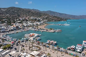 Aegean Sea Collection: View over the port of Elounda, Mirabello Gulf, Lasithi, Crete, Greece