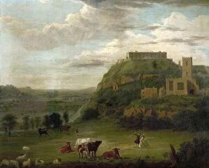 Church Collection: View of Nottingham Castle with St Nicholas Church and Houses