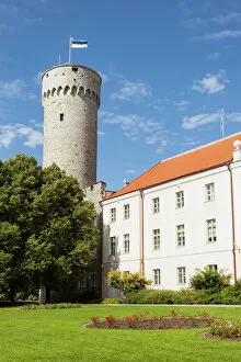 Towering Gallery: Estonia, Tallinn, Pikk Hermann Tower, part of Toompea Castle, and Estonian Parliament building