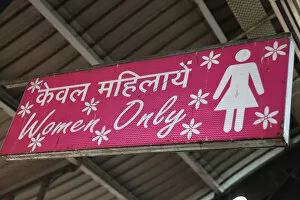 Indian Architecture Gallery: India, New Delhi, Sign for the women only section oif the metro train at Ramakrishna Ashram Marg