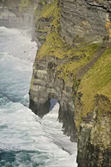 Ireland, County Clare, Cliffs of Moher from the south on the Cliffs of Moher Coastal Walk