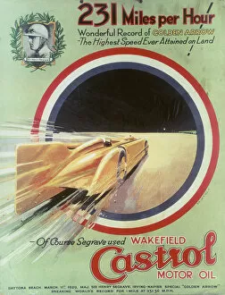 Record Breakers Collection: 1929 Castol poster featuring Golden Arrow