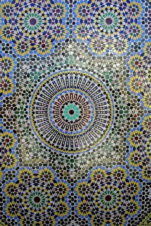 Intricate Gallery: Africa, Morocco, Fes. Mosaic wall for fountain