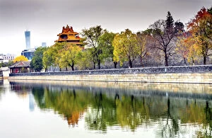 Pagoda Gallery: Arrow Watchtower, Gugong, Forbidden City moat and canal, Beijing, China