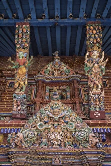 Patan Gallery: Asia, Nepal, Kathmandu Valley, Patan, multi-armed Hindu goddesses on struts of Minanath