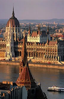 Government Gallery: Budapest, Hungary, Danube River, Parliament House, Calvinist Church