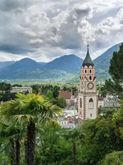 South Tyrol Collection: City of Meran (Merano) with church. Europe, Central Europe, Italy, South Tyrol, April