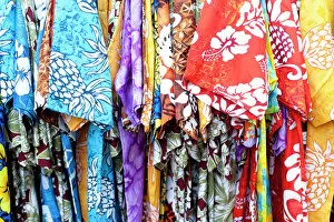 Vibrant Gallery: Hawaiian shirts display at market place