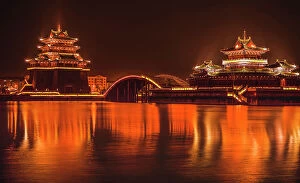 Pagoda Collection: Jinming Lake, Kaifeng, China. Kaifeng was the capital of the Song Dynasty, 1000 to 1100 AD