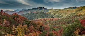 Multi Color Gallery: Multicolored fall panoramic landscape, Wasatch Mountains, near Park City and Midway, Utah