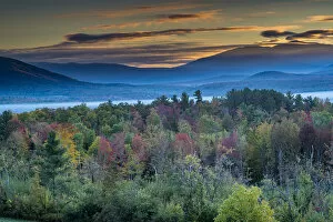 Multi Color Gallery: Painterly fall landscape with fog and fall foliage, Sugar Hill, White Mountains
