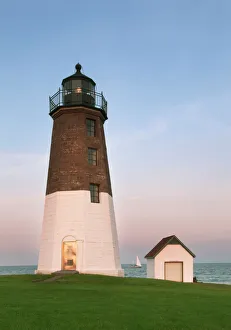 Sun Rise Gallery: Rhode Island, USA. Point Judith Lighthouse at dusk