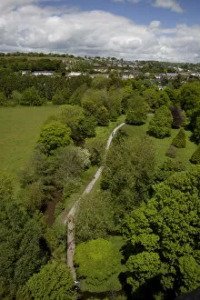 Scenic view from the Blarney Castle top of the River Martin and the green lush grounds