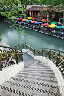Stair Gallery: Stairway leading to River Walk and San Antonio River, San Antonio, Texas