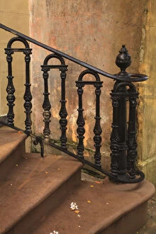 Stair Gallery: USA, Savannah, Georgia. Home in the Historic District with wrought iron rail
