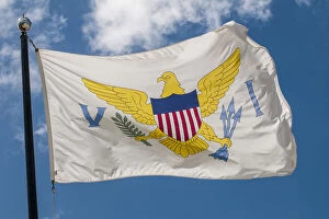 Us Virgin Islands Gallery: US Virgin Islands flag, Frederiksted, St. Croix, US Virgin Islands