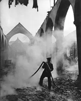 Fire Collection: Blitz in Plymouth -- St Andrews Parish Church, WW2