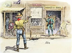 Western Collection: Gunfight in the street of a western town
