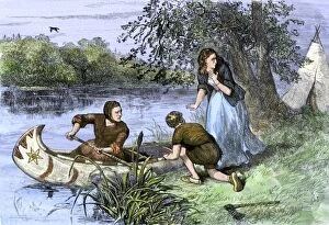 Illustration Collection: Hannah Duston escapes from capture by Native Americans