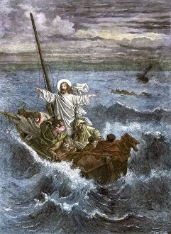 Religion Collection: Jesus calming the storm on the Sea of Galilee