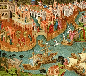 Illustration Collection: Marco Polo leaving Venice, 1300s