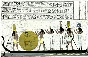 Egypt Gallery: Sun-god Ra on his daily journey, ancient Egypt
