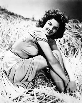 Seated Gallery: American actress. Russell in The Outlaw, 1943