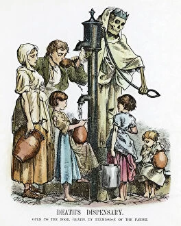 Water Collection: Deaths Dispensary. An 1866 cartoon indicating water pollution as a source of disease