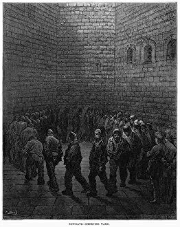 Stone Collection: DORE: LONDON: 1872. Newgate - Exercise Yard. Wood engraving after Gustave Dore from London