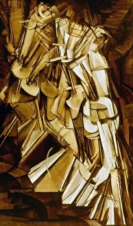 Painting Collection: DUCHAMP: NUDE DESC. 1912. Marcel Duchamp: Nu descendant un escalier, no. 2. Oil on canvas, 1912