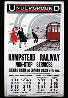 Station Collection: English poster for Hampstead Railway Non-Stop Services, 1910
