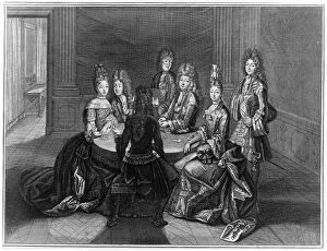 Seated Gallery: FRANCE: COURT LIFE, 1690s. Playing cards in the Second Room of the Apartments