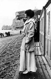 Fashion Gallery: GABRIELLE COCO CHANEL (1883-1971). French fashion designer. Photographed on the beach in Etretat
