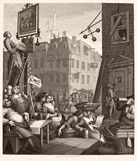 18th Century Collection: HOGARTH: BEER STREET. Beer Street and Gin Lane. Steel engraving, c1860