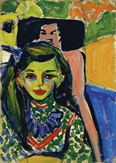 Seated Gallery: KIRCHNER: FRANZI, 1910. Franzi in front of Carved Chair. Oil on canvas, Ernst Ludwig Kirchner