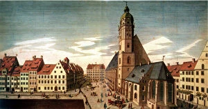 Court Yard Gallery: LEIPZIG: ST. THOMAS CHURCH. A view of Leipzig, Germany, showing St