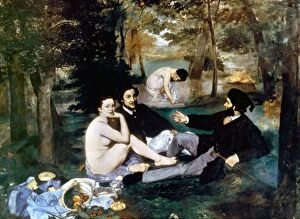 Seated Collection: MANET: LUNCHEON, 1863. Luncheon on the Grass. Oil on canvas by Edouard Manet