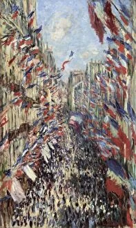 Crowd Collection: MONET: CELEBRATION, 1878. The Rue Montorgueil in Paris. Celebration of June 30, 1878