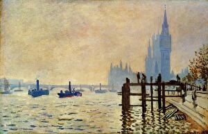 Boat Collection: MONET: THAMES, 1871. Claude Monet: The Thames below Westminster. Oil on canvas, 1871