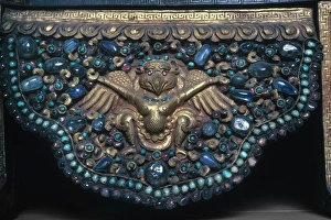 Garuda Gallery: The mythical bird-like creature, Garuda. Detail of a Buddhist shrine decorated with precious stones