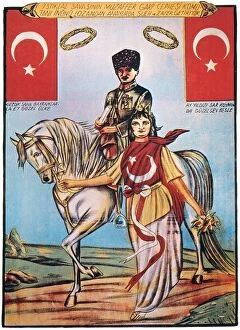 REPUBLIC OF TURKEY: POSTER. The Republic of Turkey symbolized as an unveiled woman