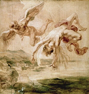 1637 Gallery: RUBENS: FALL OF ICARUS 1637. Peter Paul Rubens: The Fall of Icarus. Oil sketch on wood, c1637