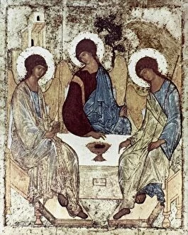 Medieval Collection: RUSSIAN ICONS: THE TRINITY. By Andrei Rublev. Wood, 1411